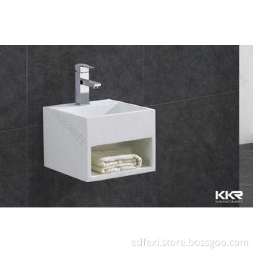 small white wall mounted Solid Surface Basin / Bathroom Was